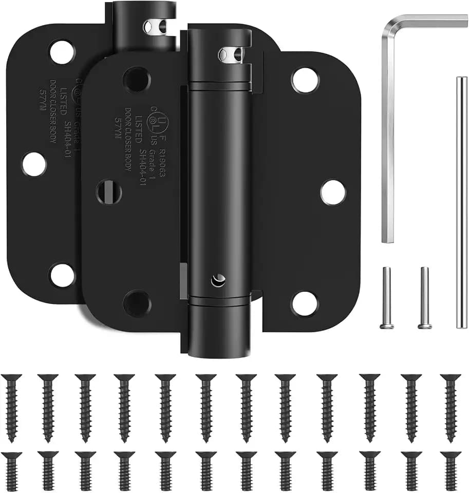 JIW Self Closing Door Hinges 3.5 Inch Matte Black Spring Hinge
