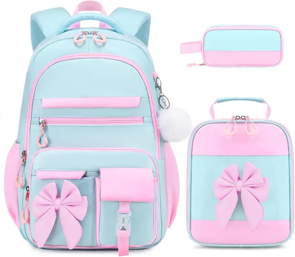 DIGOBAY Backpack for Girls, Cute Girls Backpack with Lunch Bag Pencil Case