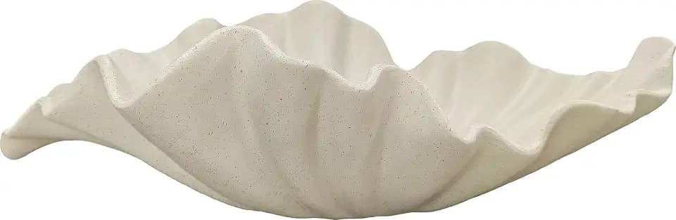 16" Large Decorative Bowl decor, Modern Home Decoration Scallop Bowl,Fashion Key Bowl for Entrance Table, Decorative Fruit Bowl for Kitchen Counter, Ruffle Decor, Light Gray