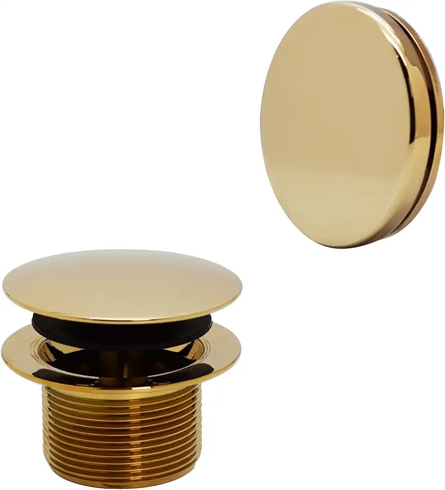 Westbrass A398RK-01 1-1/2" NPSM Coarse Thread Mushroom Tip-Toe Bathtub Drain Stopper with Illusionary Overflow Faceplate, Polished Brass