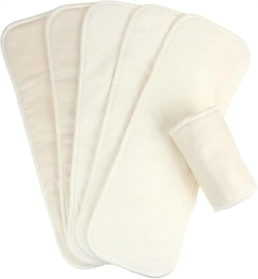 Mama Koala 6-Layer Natural Cotton Cloth Diaper Inserts, Adjustable and Reusable for Any Baby Cloth Diaper(6 Pack)