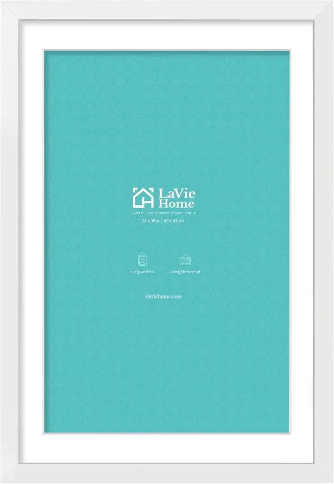 LaVie Home 24 x 36 Poster Frame White, Display Pictures 20x30 with Mat or 24x36 Without Mat, Stable and Sturdy Picture Frame and Polished Plexiglass, Horizontal and Vertical Format of The Wall(1 Pack)