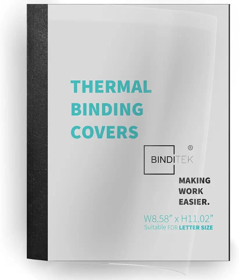 Binditek Thermal Binding Presentation Covers, 1/2 Inch Spine,Black,10 Pack