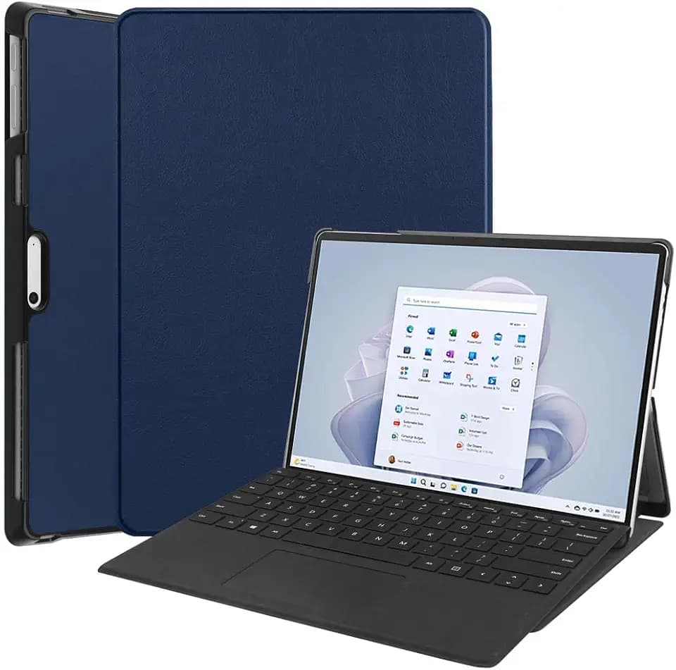 Kepuch Custer Hülle für Surface Pro 11/10 / 9,Smart PU-Leder Hüllen Schutzhülle Tasche Case Cover - Blau