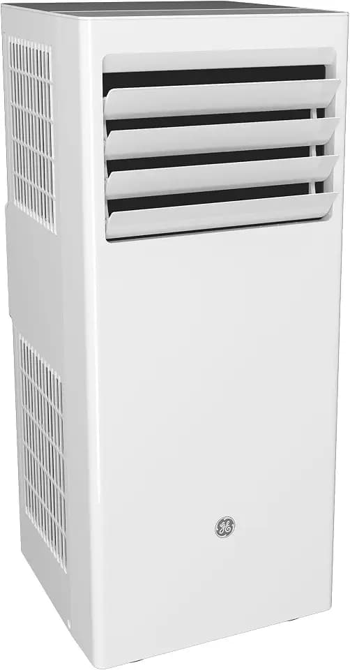 GE 6,000 BTU DOE Portable Air Conditioner for Small Rooms up to 250 sq ft, Compact 3-in-1 AC Unit + Dehumidifier + Fan, Auto Evaporation, Remote, Easy-Roll Casters, Window Kit Included, White