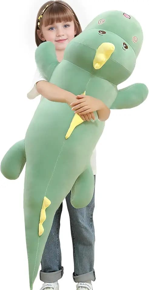 Tianmihou 32 Inch Giant Dinosaur Plush Body Pillow, Cute Long Dinosaur Stuffed Animal, Large Soft Big Dinosaur Plushies Toy, Gifts for Kids Boys Girls Teens Birthday