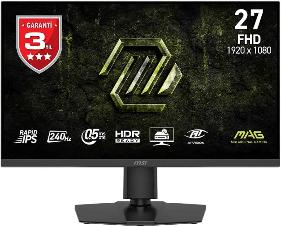 MSI mag 272PF X24 Gaming Monitor 27 Zoll FHD, 1920 x 1080 Rapid IPS, 240 Hz, 0,5 ms, HDR, Augenschutz, HDMI 2.0b, DP 1.2a, einstellbare Neigung/Höhe, VESA-Montage, schwarz