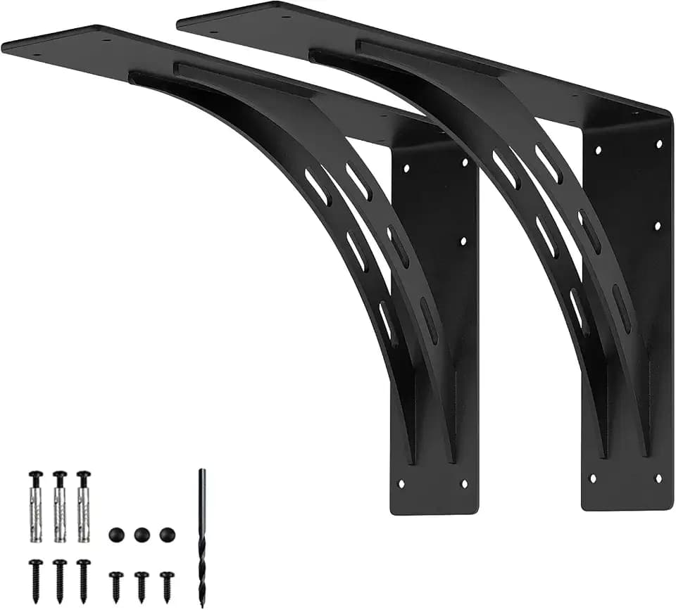 20 inch Heavy Duty Shelf Brackets , Max Load 1100 Lbs ,Premium Alloy Metal Mantel Brackets (Set of 2) Fireplace Mantel Brackets - Countertop Support Brackets (20 x 13.5 inch