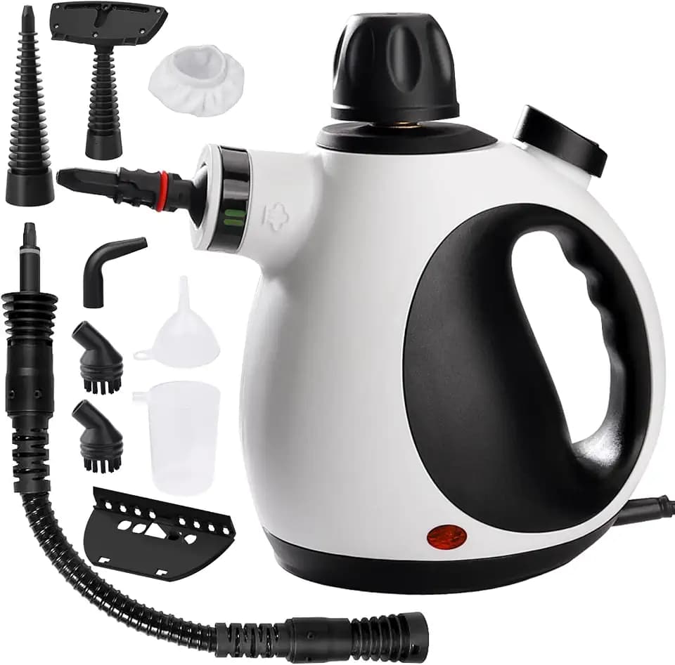 Handheld Steam Cleaner, Steam Cleaner for Home with 10 Accessory Kit, Multipurpose Portable Upholstery Steamer Cleaning with Safety Lock to Remove Grime, Grease, and More