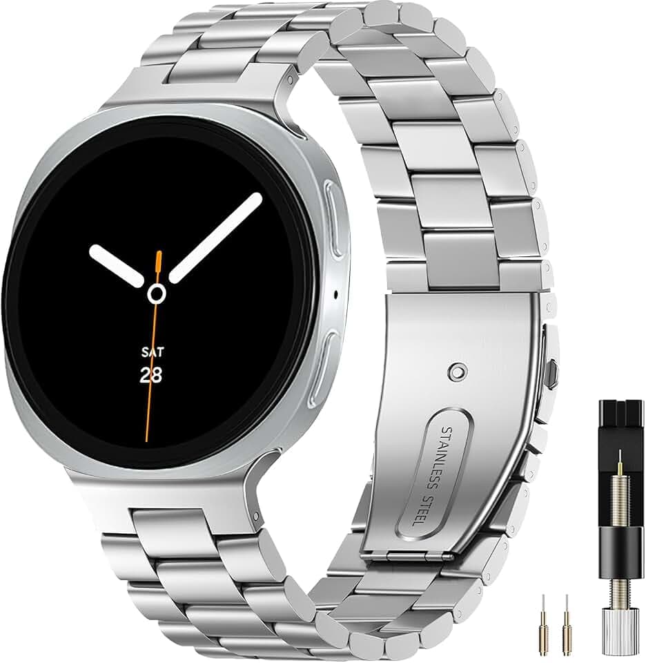 Miimall Metal Armbands Kompatibel mit Samsung Galaxy Watch 9/8 Armband 40mm 44mm/8Classic 46mm, Herren Edelstahl Metall Loop Armbänder für Samsung Galaxy Watch 8Classic Armband 46mm/9/8 44mm 40mm