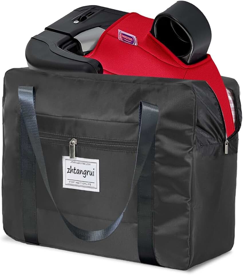 Backless Booster Seat Travel Bag for Airplane, Black