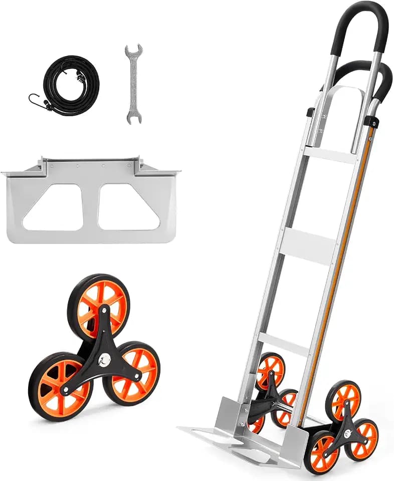 VEVOR 2 in 1 Aluminum Hand Truck 650 lbs, Convertible Hand Truck with 6 Wheels & Dual Handles, Integrated Frame Multipurpose Stair Climber for Home Shopping Moving Warehouse