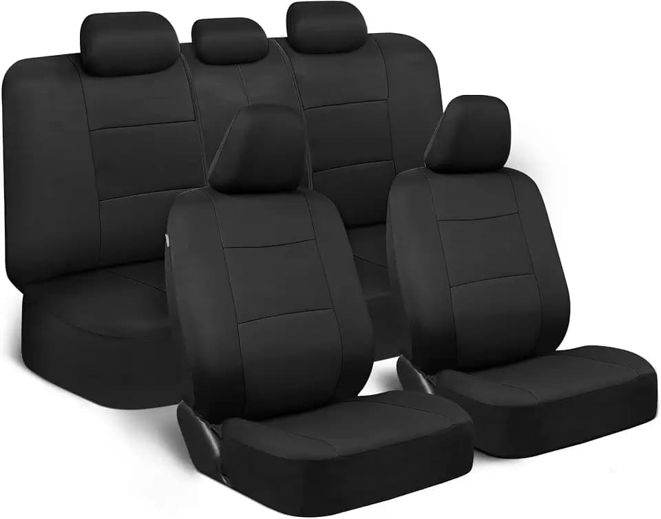 BDK PolyPro Autositzbezüge, komplettes Set in solidem Schwarz, vorne und hinten, Geteilte Sitzbank, einfache Montage, Innenbezüge für Auto, LKW, Van, SUV