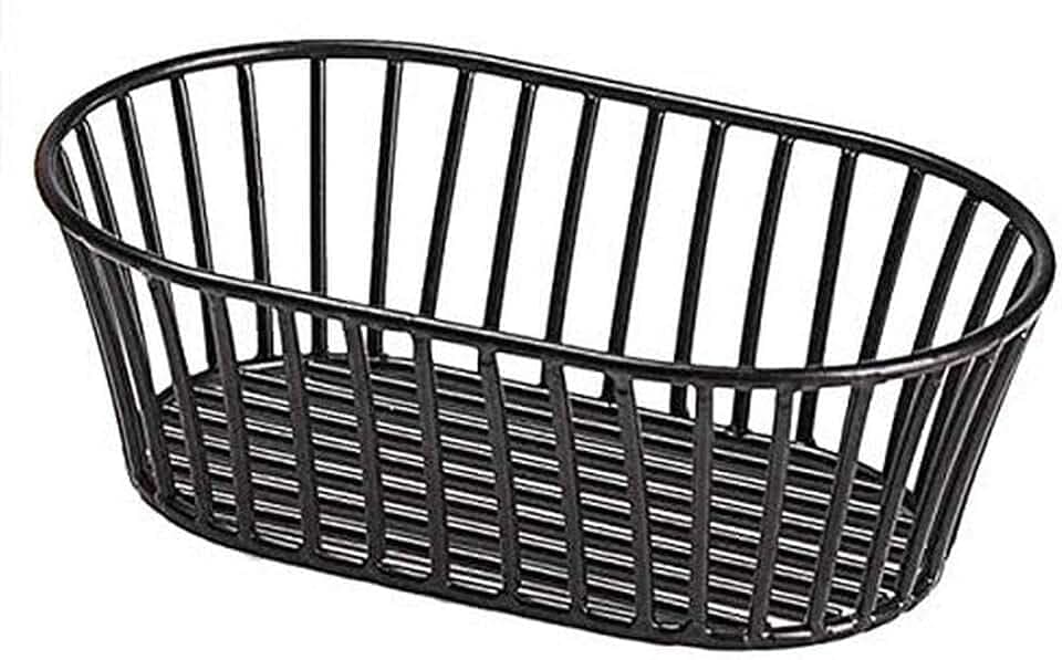 G.E.T. 4-31892 Black 8.5" x 5.5" Stackable Tuscan-Style Oblong Wire Basket Iron Powder Coated Wire Baskets Collection