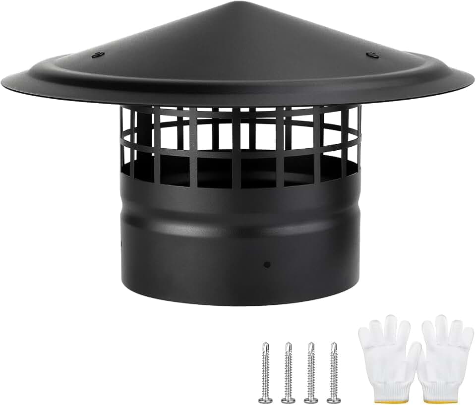 6 Inch Chimney Cap,Cone Top Chimney Cap with Screen,6 Inch Stove Pipe Cap