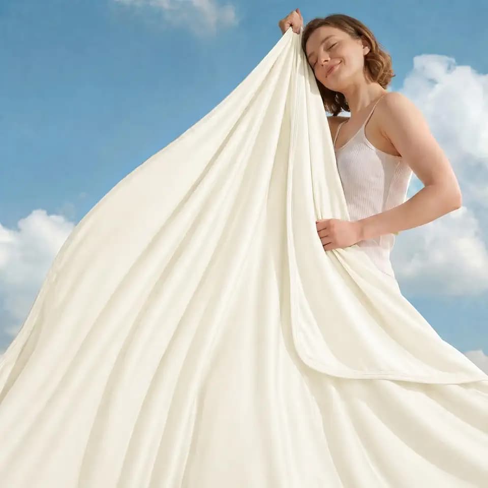 GOHERO Cooling Blanket Queen - Arc-Chill Q-Max >0.5 Cool Summer Blanket for Hot Sleepers - Double Design Lightweight Blanket Absorbs Heat to Keep Cool on Warm Nights(90"x90") White