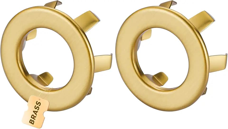 Sink Overflow Ring Brushed Gold: ARCORA 2 Pack Solid Brass Bathroom Vessel Sink Overflow Cover Basin Trim Ring Hole Insert Caps