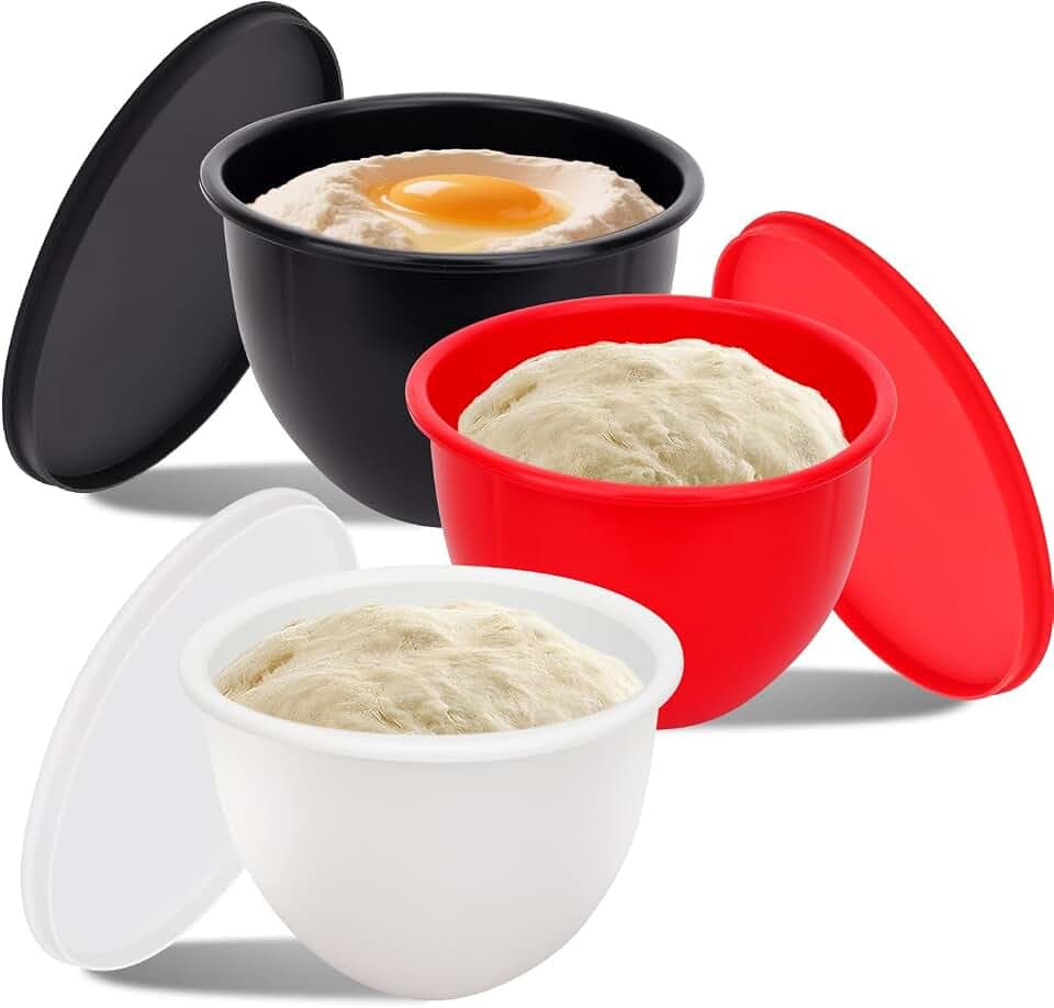 Silicone Mixing Bowl Liners Compatible with 5 Quart KitchenAid Mixers - Includes 3 Liners with Lids, Dishwasher Safe