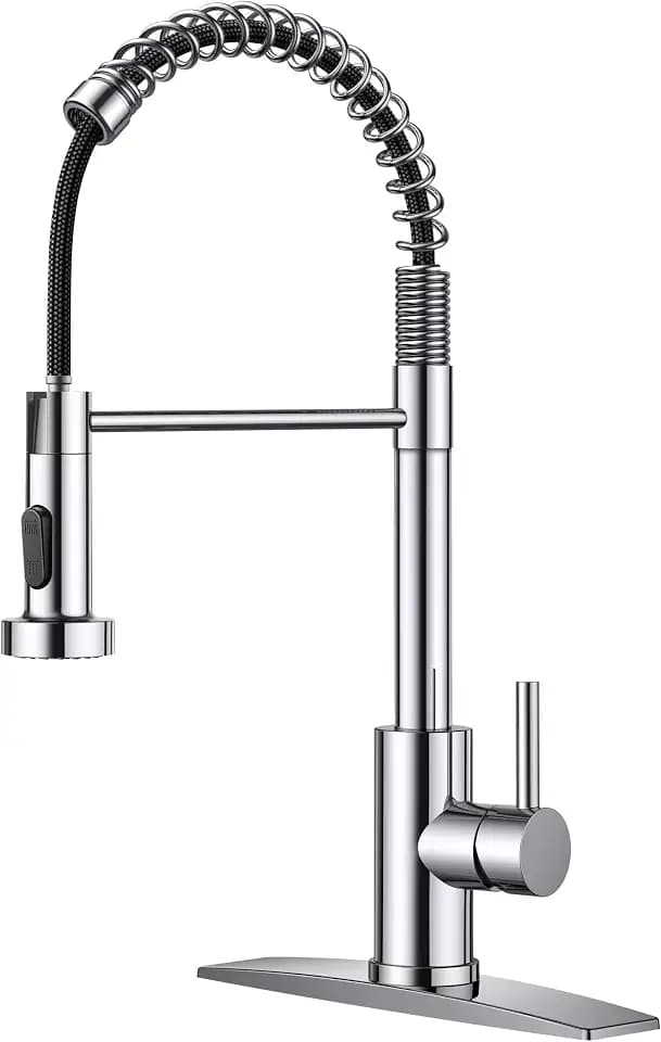 FORIOUS Kitchen Sink Faucet, Pull Down Sprayer, Classic High Arc, Chrome