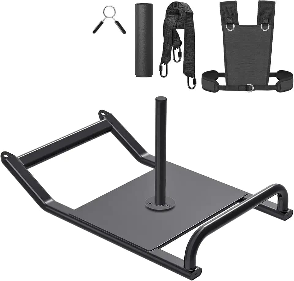 Dolibest Weight Sled, Fitness Sled, Workout Sled for Fitness Strength Training and Speed Improvement, Push-Pull Prowler Training, Suitable for 1-2" Weight Plates, Black