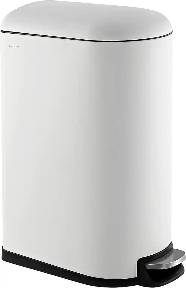 happimess Roland Mini 2.6 Gal Step Trash Can Soft-Close, Cotton White
