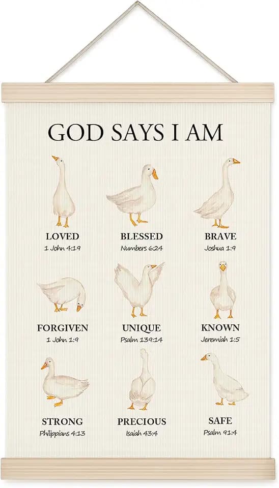 Silly Goose Christian Wall Hanging Decor, Adorable Christian Gift Decor, Playful Faith Verse Door Hanging, Bible Verse Wall Art for Bedroom, Nursery, Daily Encouragement Prayer Sign, 11.8"x 17.7"