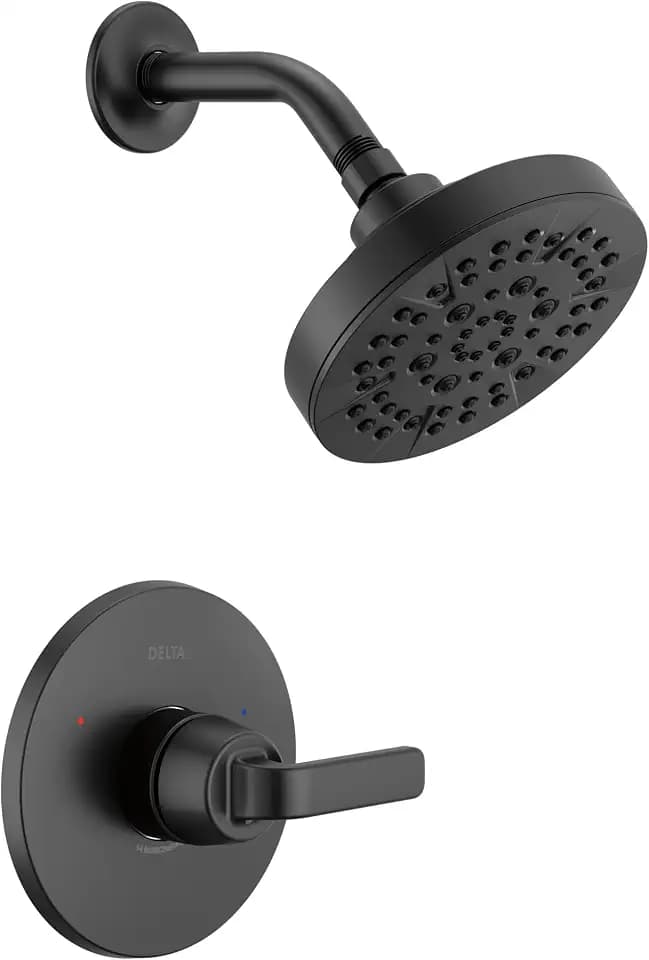 Delta Lineax 14 Series 5-Setting Shower Faucet Set, Matte Black Shower Head and Handle Set, Valve Trim Kit, Matte Black T14262-BL (Valve Not Included)