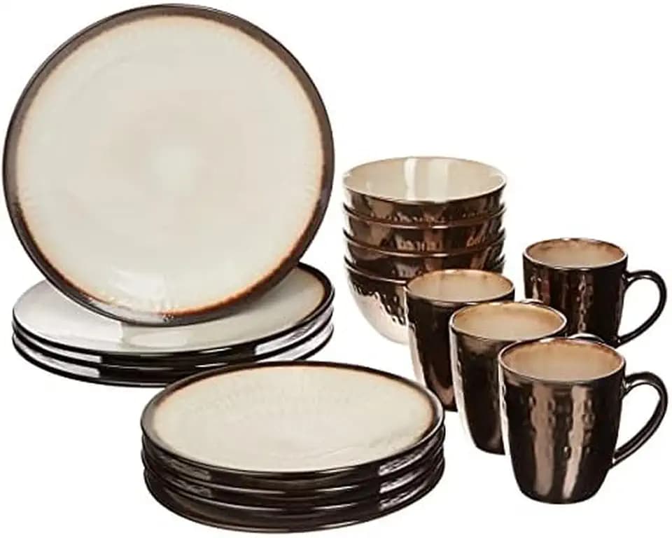 Gourmet Basics by Mikasa Anastasia Cream 16-Piece Dinnerware Set, Service For 4