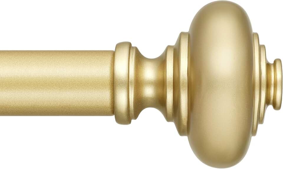 Gold Curtain Rods for Windows, 1 Inch Diameter, 36-122 Inch