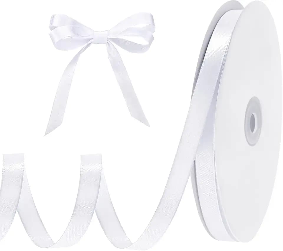 woric 120 Yards White Satin Ribbon 3/8 Inch Thin White Ribbon