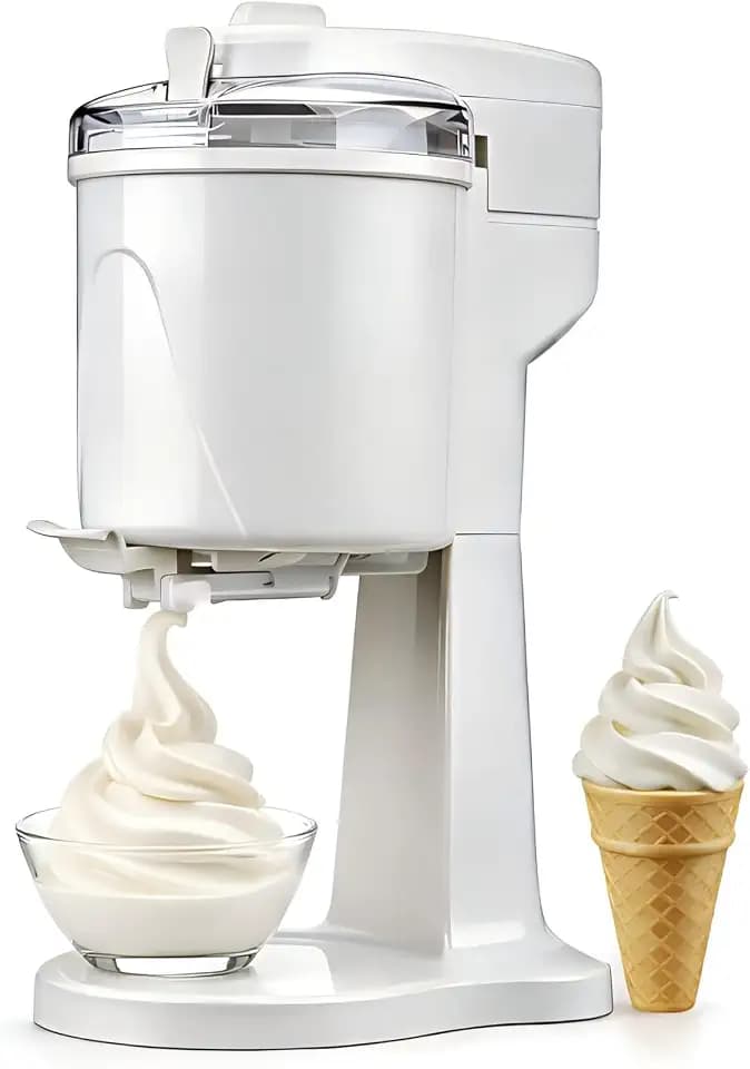 1.0 Qt Soft Serve Ice Cream Machine with Freezer Bowl, Homemade Swirl Ice Cream Maker Machine for Frozen Yogurt & Sorbet, 15–30 Min Fast Churn, Easy to Clean, Compact Countertop Appliance