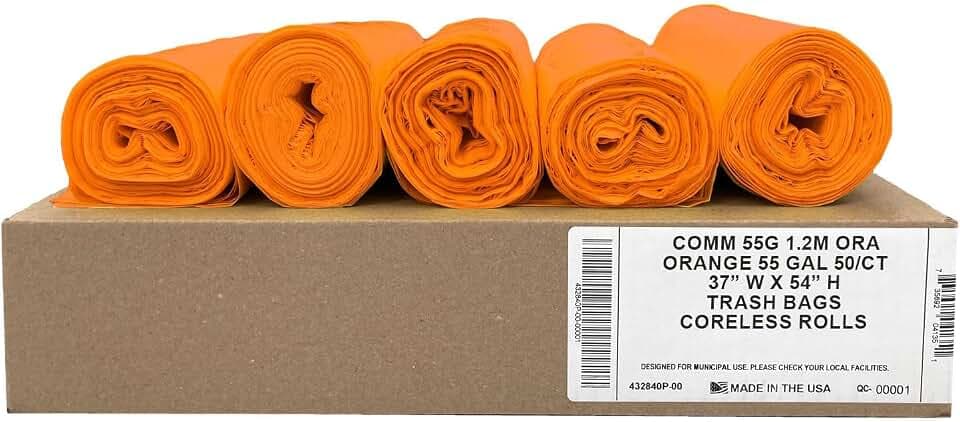 Ultrasac 55 Gal Orange Trash Bags, 1.5 MIL (EQ.), 37" x 54" (50 Pack)