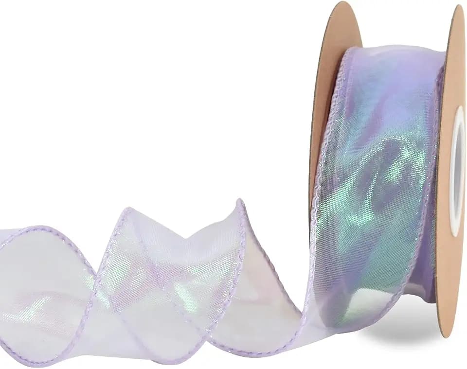 TONIFUL 1-1/2 Inch Wide Laser Light Purple Violet Wired Chiffon Ribbon Shimmer Sheer Organza Ribbons for Crafts Floral Bouquets Wedding Party Decorations Valentine's Day Gift Wrapping Bow Making(10yd)