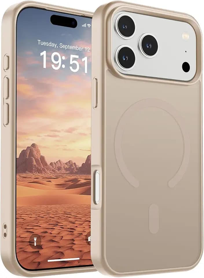 SUPFINE Magnetic for iPhone 17 Pro Max Case (Compatible with MagSafe)(Military Grade Drop Protection) Translucent Matte Shockproof with Anti-Fingerprint Phone Cover 2025, Desert Gold