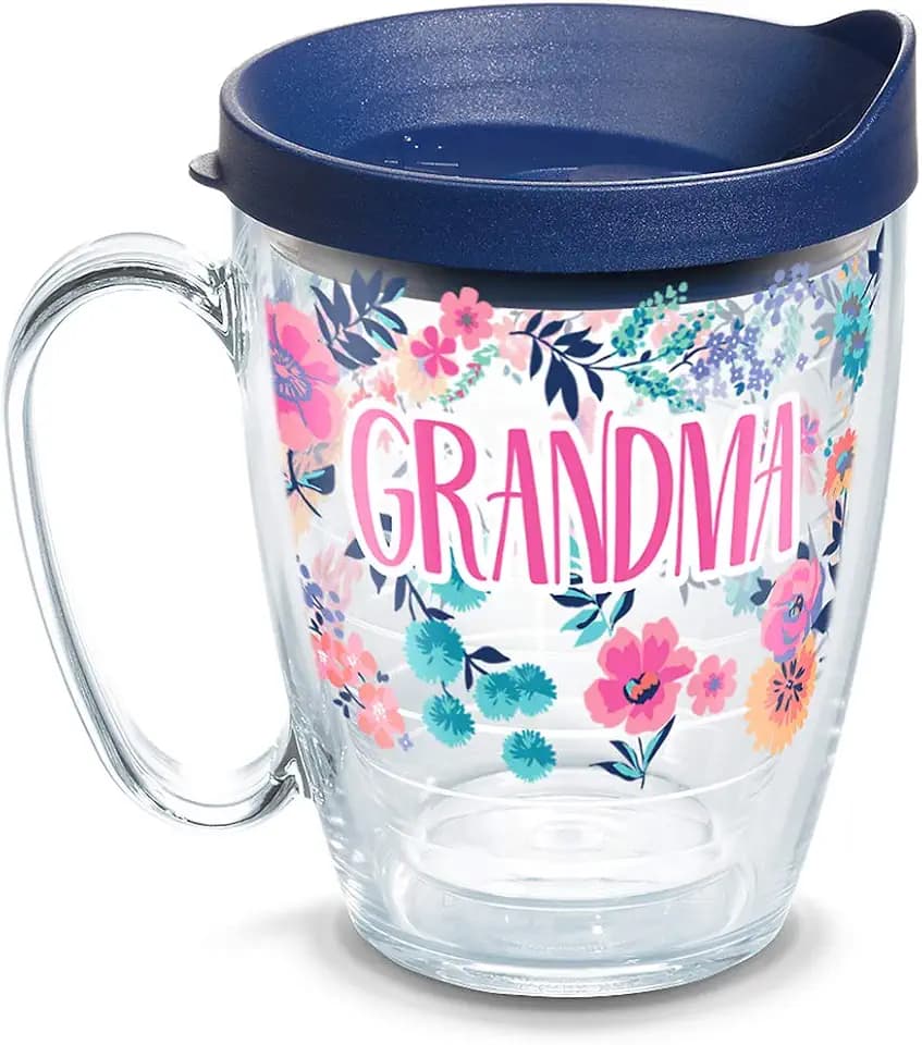Tervis Made in USA Double Walled Dainty Floral Mother's Day Insulated Tumbler Cup Keeps Drinks Cold & Hot, 16oz Mug, Grandma
