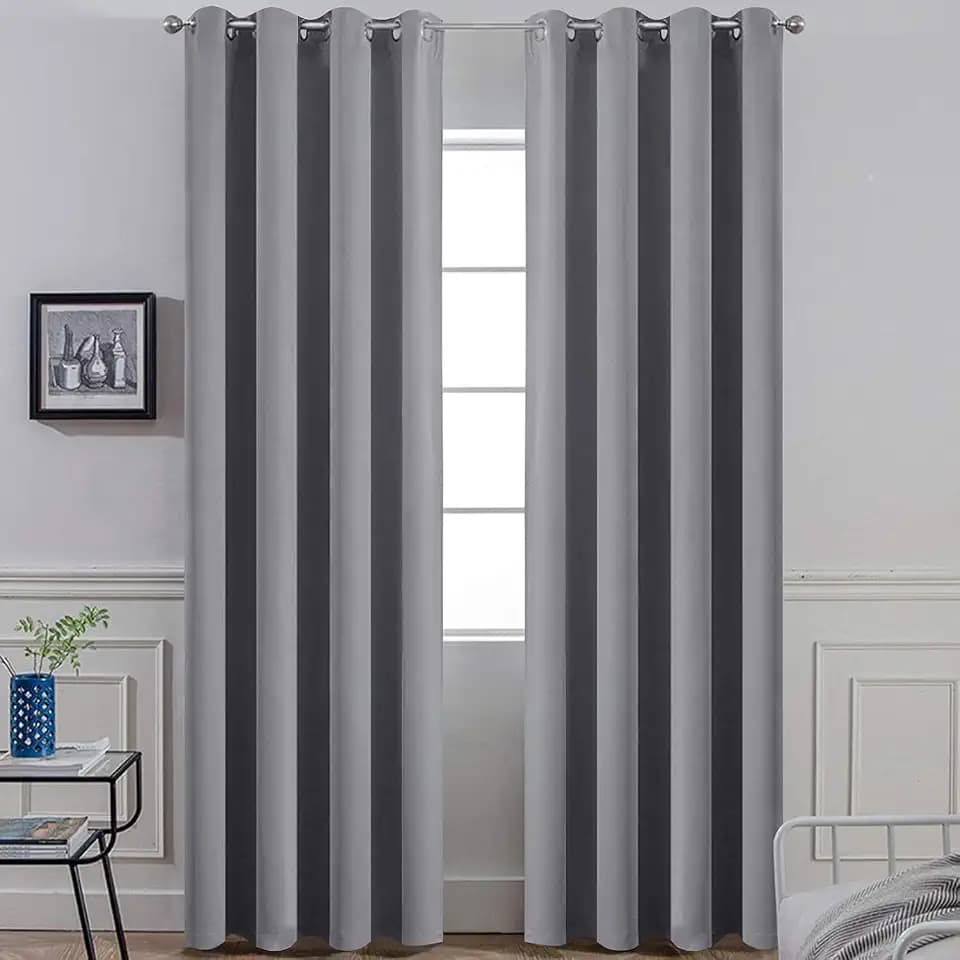 Yakamok Grey Room Darkening Curtains 52x84 inch Gray Grommet-Living Room