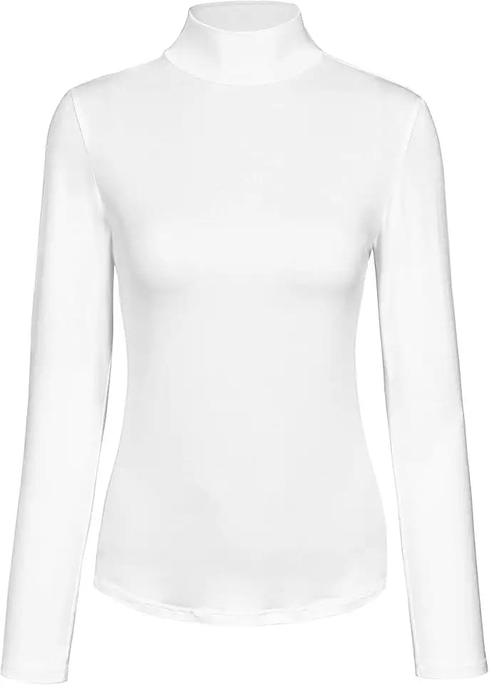Kindcall Womens Slim Fitted Mock Turtleneck Tops Long Sleeve Lightweight Base Layer Shirts