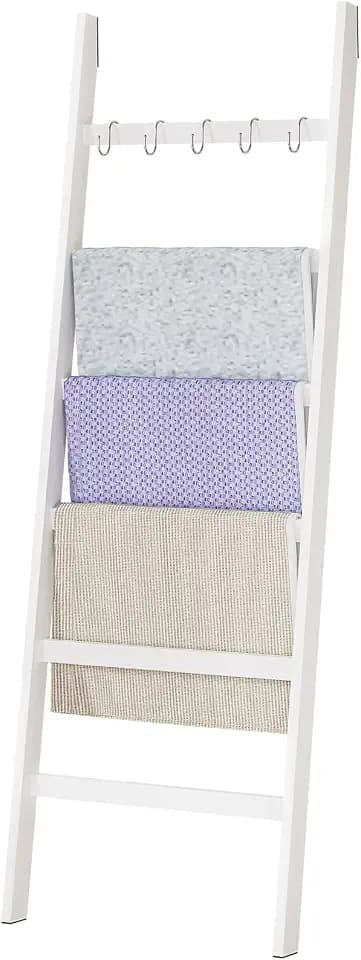 Yorbay Handtuchleiter Bambus 6 Sprossen: HxB 170 x 60 cm mit 5 S-Haken