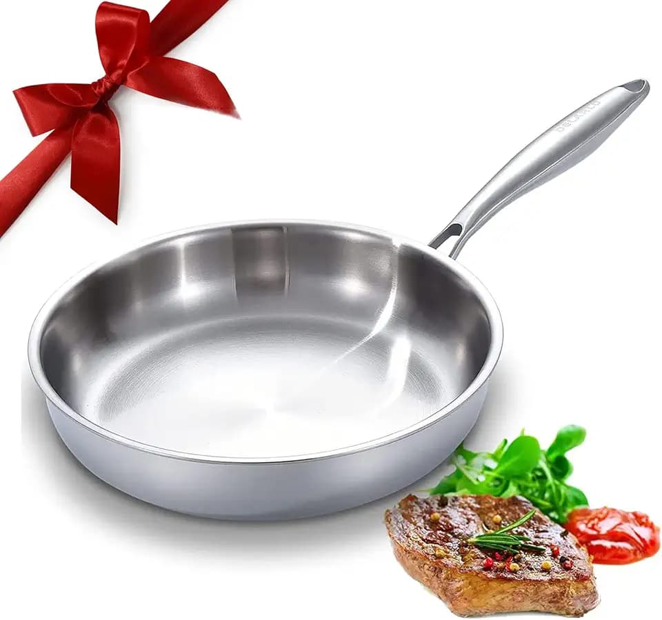 DELARLO Tri-Ply Stainless Steel Pan,18/10, 12.5"
