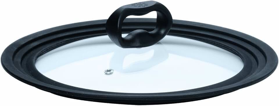 Ecolution Universal Lid for Pots and Pans, Fits 6-Inch to 8-Inch Cookware, Tempered Glass Replacement Lid with Heat Resistant Silicone Edge, Dishwasher Safe, Made without BPA, Small, Black
