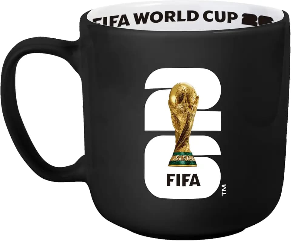 FIFA World Cup 2026 Black 15oz Stripe Mug – Durable Ceramic Drinkware With Iconic Stripe Look – Ideal Gift For Soccer Fans & Collectors