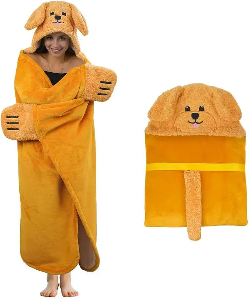 Tian Zhun Goldendoodle Gifts for Women Goldendoodle Lovers Golden Doodle Blanket Fluffy Super Soft Flannel Adult Animal Hooded Blanket for Women Mothers Day Christmas Birthday
