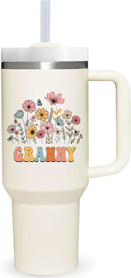 40 oz Tumbler with Handle for Granny.Mothers Day Tumbler Gifts for Granny.Birthday Anniversary Christmas Granny Gift.Granny Cup Granny Tumblers from Grandchildren.