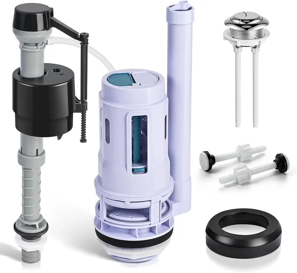 3-Inch Dual Flush Valve Replacement Kit for 2-Piece Toilets, Universal Toilet Repair Kit with Push Button, Fill Valve, Gasket & Bolts,Compatible with Glacier Bay, American Standard, and Toto