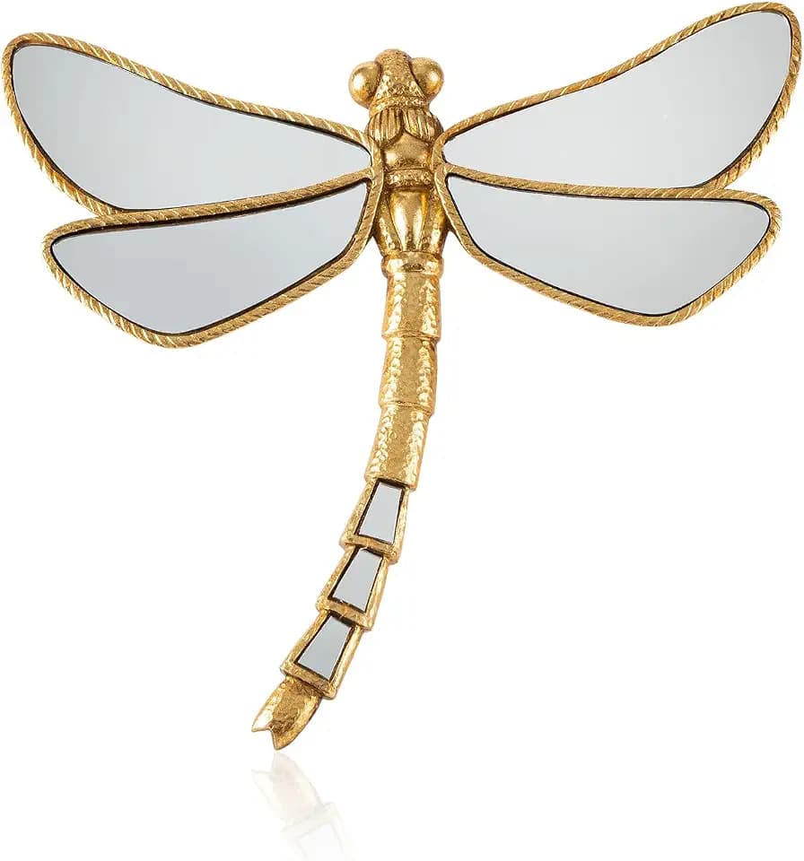 Decorative Bug Insects Animals Beetle Mirrors - Gold Resin and Glass Wall Decor, Perfect for Victorian and European Themed Homes Dragonfly
