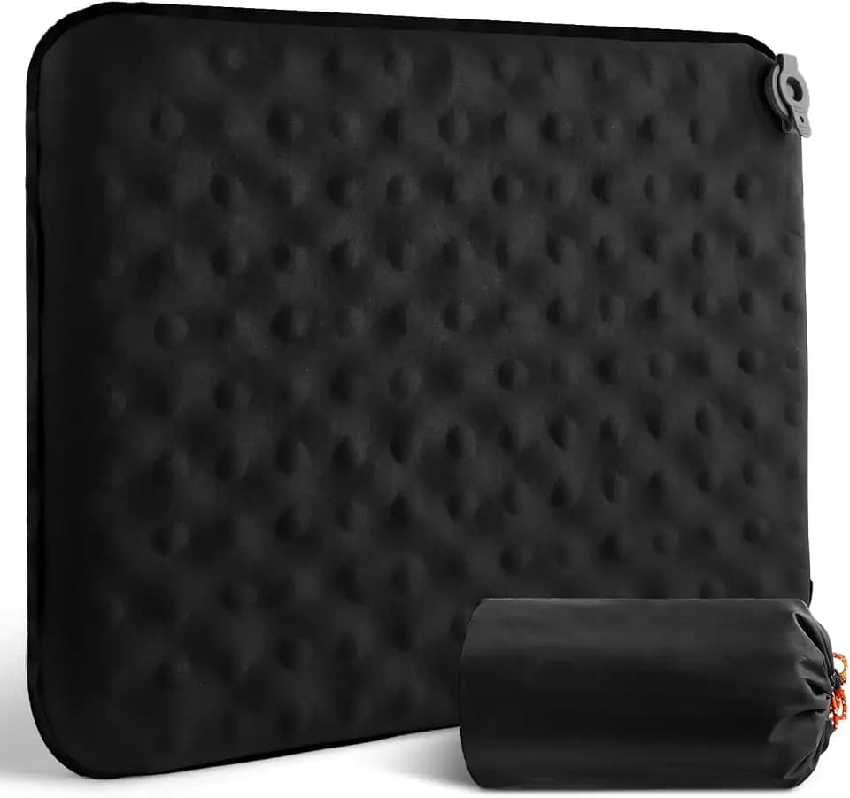 Inflatable Seat Cushion, Self-Inflating Memory Foam Stadium Seats Cushion Lightweight & Compact Chair Sitting Pad Airplane Cushion for Long Flight Travel Outdoor Camping Car Bleachers Office
