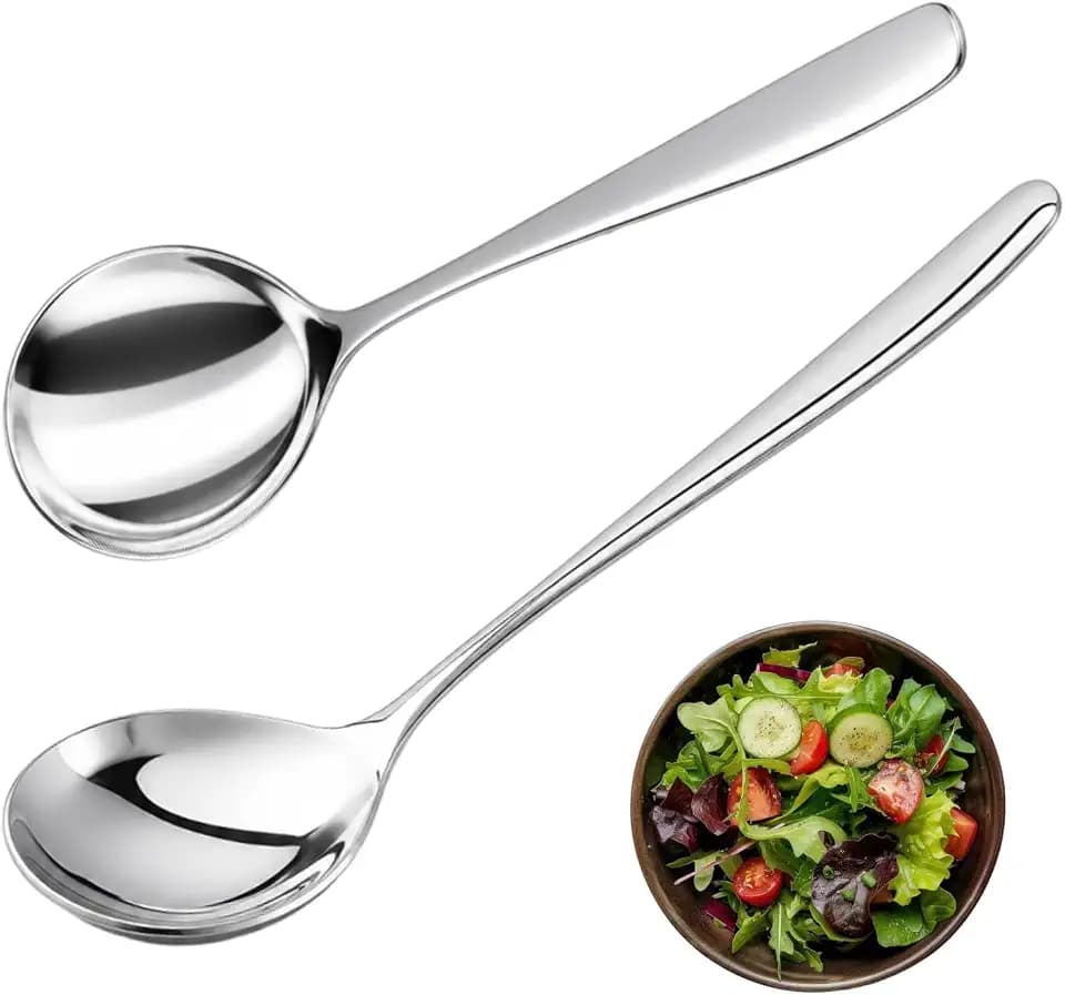 Stainless Steel Serving Spoon Set SUS304 Small Gravy Soup Spoon 7.28"+8.27"