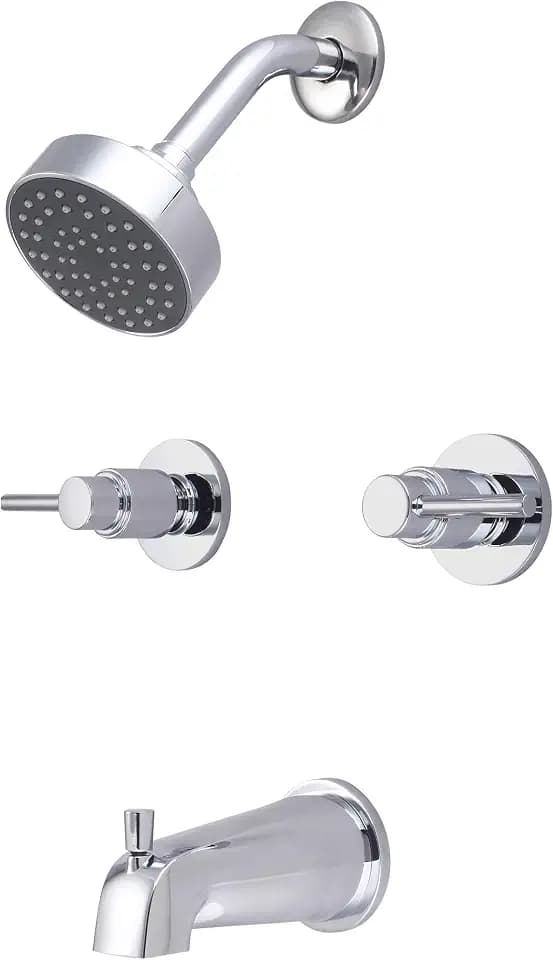 Central Brass 8997-M1 Brass Single Function Standard Showerhead Two Handle Tub & Shower Set in Chrome