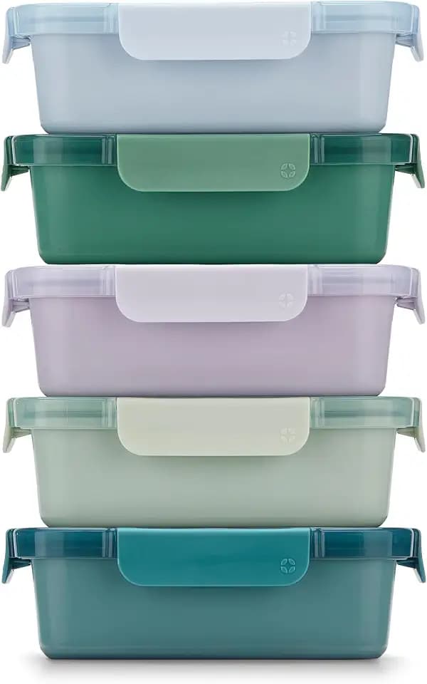 Ello Color Lock Ceramic-Coated 3.4 Cup Meal Prep Containers, 10 Pc, Blue