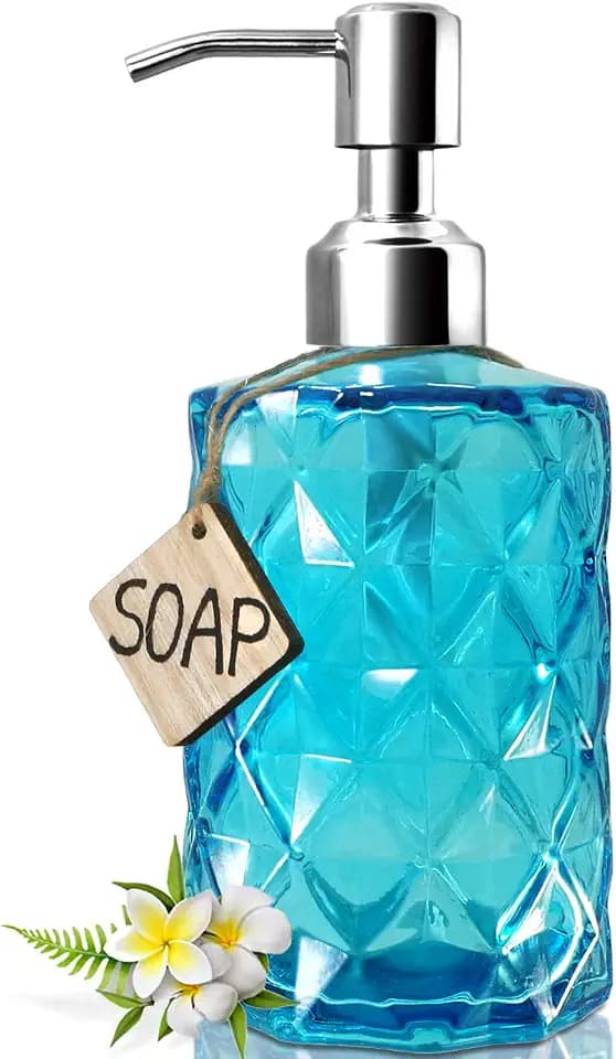 JASAI 12 Oz Diamond Design Soap Dispenser with Rust Proof Soap Pump